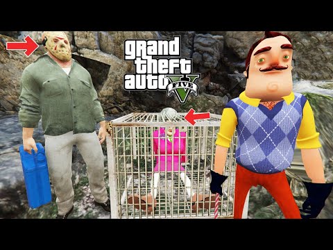 HELLO NEİGHBOR KATİL JASON İLE DÖVÜŞTÜ (SCARY TEACHER KAFESTE) - GTA 5 MODS
