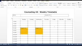 How to use the weekly timetable template