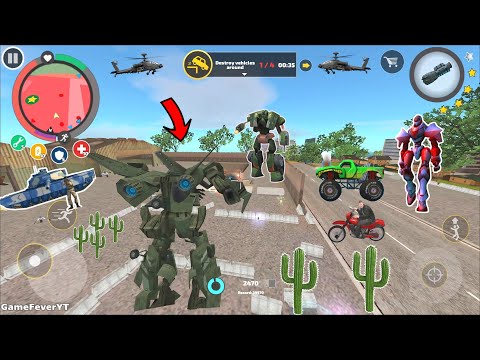 Rope Hero: Vice Town (Transformer Jet Airplane Fight Police Car Robot)  Tanks - Android Gameplay HD