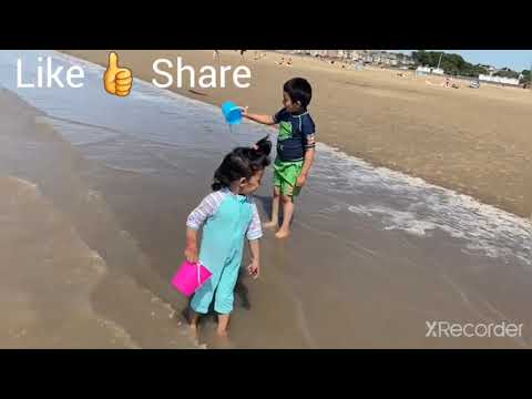 Maroof and Maria playing at Western supar mare Beach Somerset UK