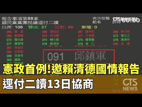 憲政首例！　邀賴清德「國情報告」　逕付二讀13日協商