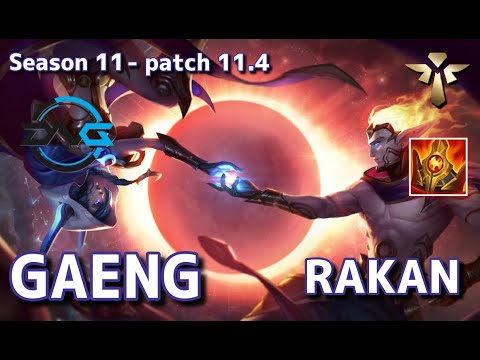 【韓国サーバー/C1】DFM Gaeng ラカン(Rakan) VS セト(Sett) SUP - Patch11.4 KR Ranked【LoL】