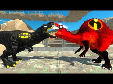 THE INCREDIBLES SPINOSAURUS MOUNTAIN DEATH FALL - Animal Revolt Battle Simulator