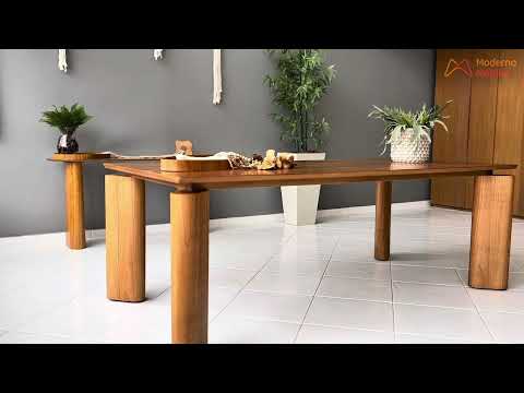 Video thumbnail of Mesa Nala 220cm Tampo Laminado Canto Moeda Moderna Mobília
