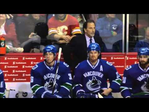 Line brawl 11 min ver. Calgary Flames vs Vancouver Canucks 1/18/14 NHL Hockey.