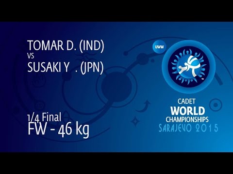 1/4 FW - 46 kg: Y. SUSAKI (JPN) df. D. TOMAR (IND) by TF, 10-0