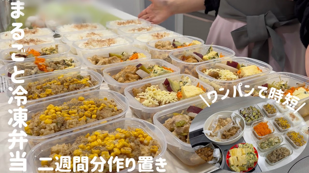 【1児の母が作るまるごと冷凍弁当10食＋α】ワンパン同時調理！節約しながら栄養満点弁当|同じ材料で主菜5種類|1日頑張って平日2週間ラクする|コスパ＆タイパよしで母のひとり時間を確保【鶏肉豚肉】