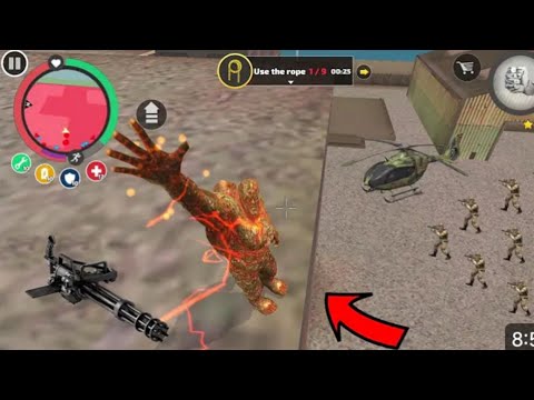 Rope Hero Vice Town -(Stone Giant ManClimb on Army Base)Stoneman Thornsgrow out of the stone - HD