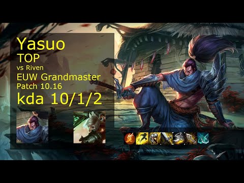 Yasuo vs Riven Top - EUW Grandmaster 10/1/2 Patch 10.16 Gameplay