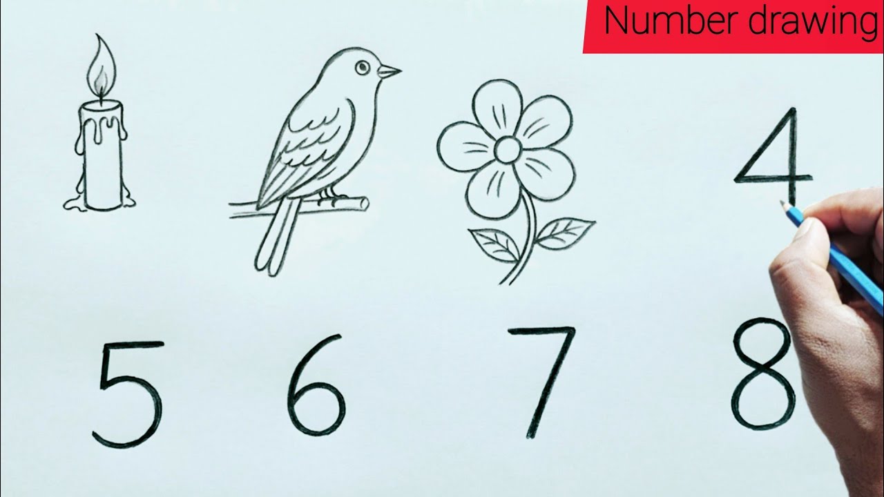 Creative Drawing from Numbers 1-8 | Easy Number Drawing Ideas for Beginners