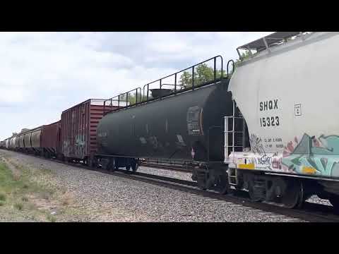 All EMD powered train with Slugs, Geeps, and a SD70mac at Big Lake, MN