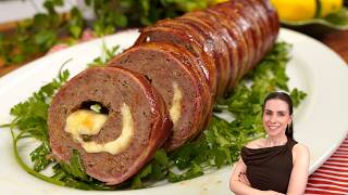 PRA VARIAR A CARNE MOIDA DO DIA A DIA, ROCAMBOLE DE CARNE COM QUEIJO E BACON, FÁCIL E DELICIOSO!