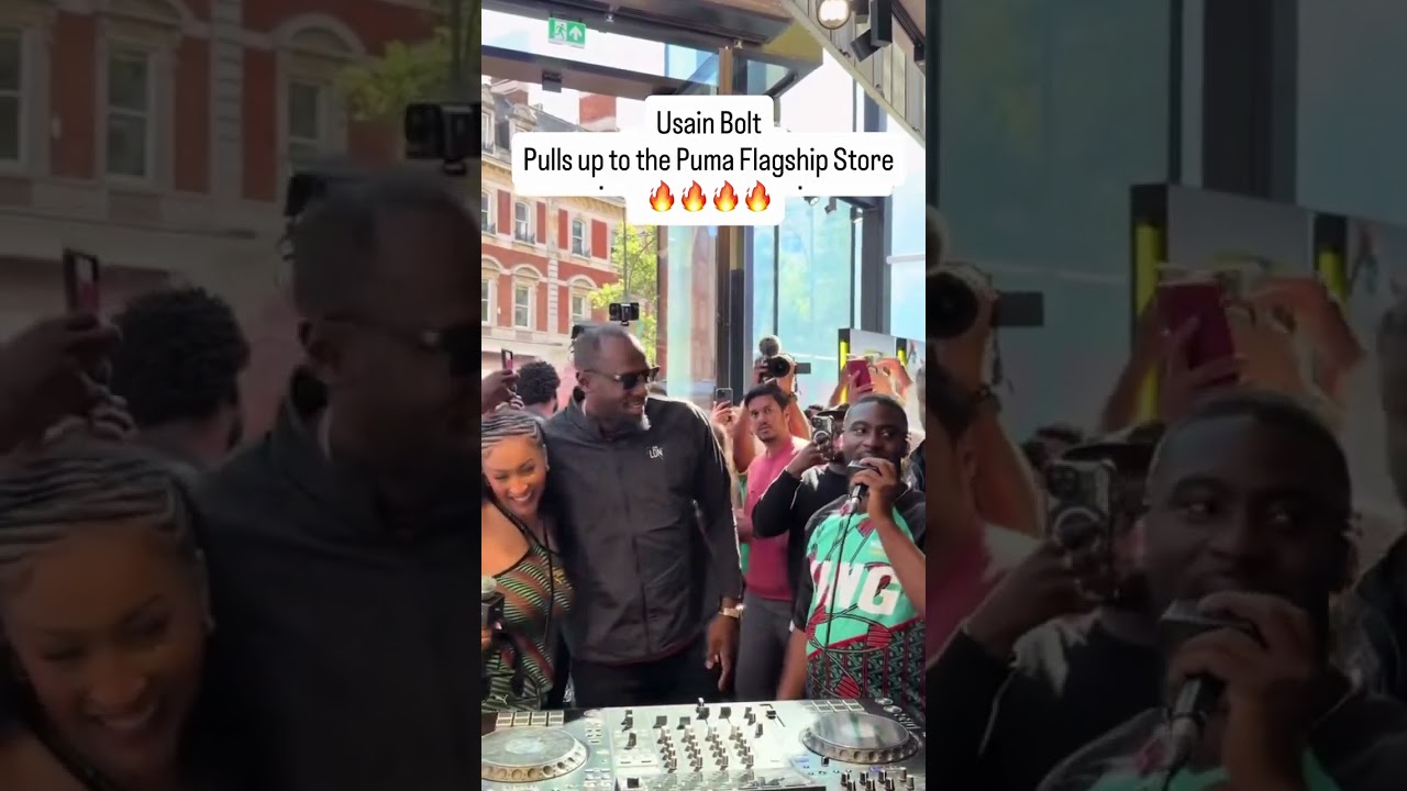 usainbolt pulls up to puma.uk Flagship store 🔥🔥🔥🔥#djagonline #teamag #ukdj #tiktokdj #active