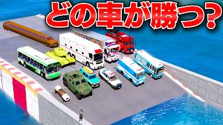 【GTA5】どの日本車なら水没せずゴールできる？パトカー・救急車・消防車・路線バスで海水の道を攻略！トレバーの攻略シリーズ【ほぅ】