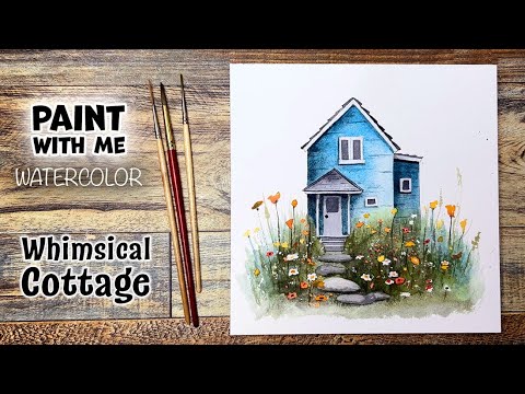 Easy Watercolor Painting Tutorial | Step by Step Cottage & Wildflowers for Beginners