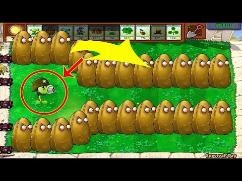 Plants vs Zombies Hack - 1 Gatling Pea vs Tall Nut vs 99 Zombie