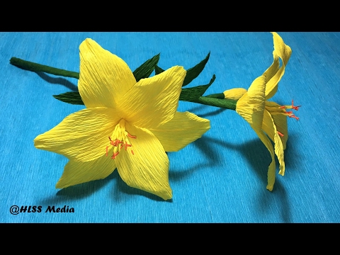 How To Make Origami Lily Crepe Paper Flower Easy  and fast step by step /crepe paper flower tutorial