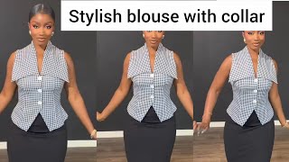 DIY : how to make a stylish blouse with collar #tutorial #viral
