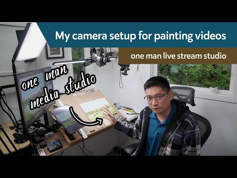 My camera setup for painting videos - one man live stream studio