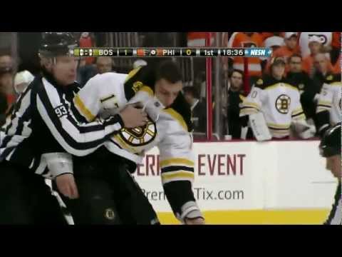 Milan Lucic fights Tom Sestito, gets Gordie Howe hat trick 1/22/12