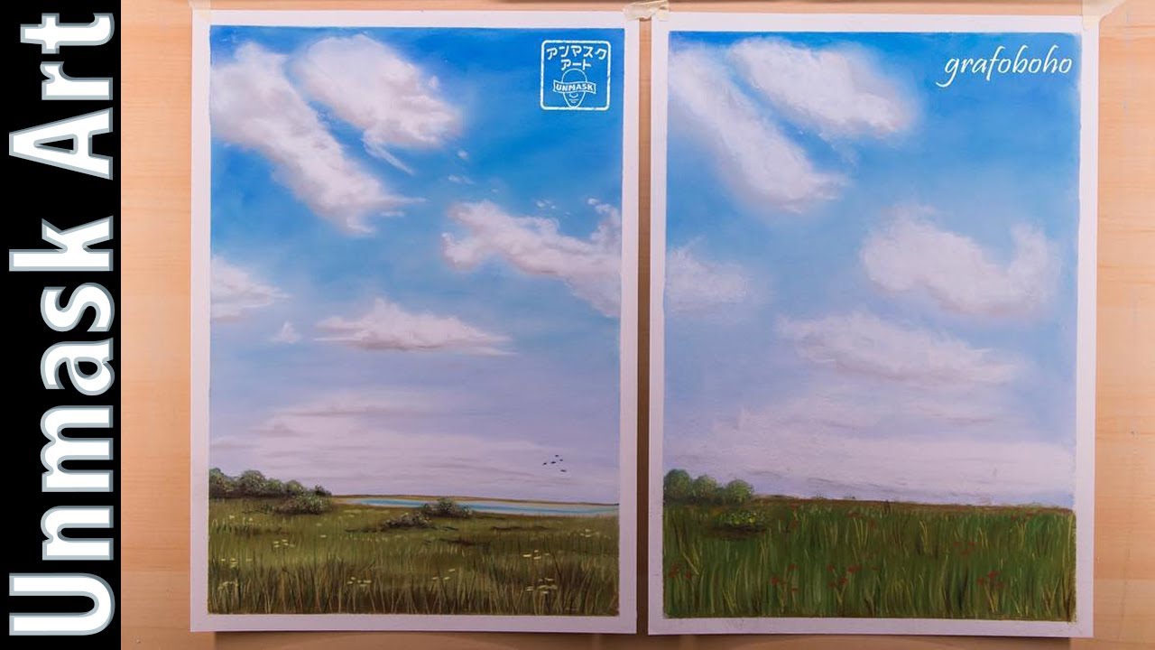 Blue Sky & Clouds | Soft Pastel Double Drawing Time Lapse