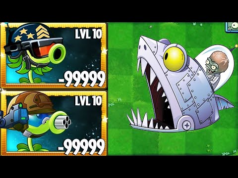 Plants vs  Zombies 2: All Peashooter Max Level Power-up Vs ZOMBOT