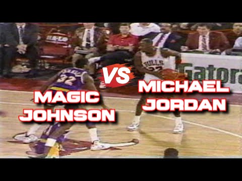 80's Michael Jordan vs 80's Magic Johnson - Epic Shoot Out In Chicago Stadium Bulls vs Lakers