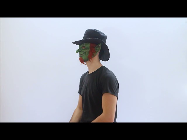 Vídeo relacionado con CMLLING Máscara de duende verde de media cara de bruja y duende, cubierta facial de espuma de poliuretano para mujeres y niñas, disfraz de Halloween, cosplay, carnaval y fiesta