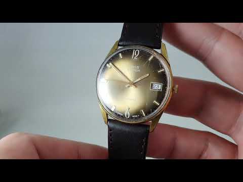c1969 Oris Super men's vintage watch with brown / gold / olive dial