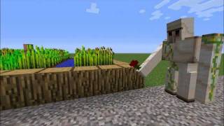 preview picture of video 'Minecraft - Villager children and Golem interaction'