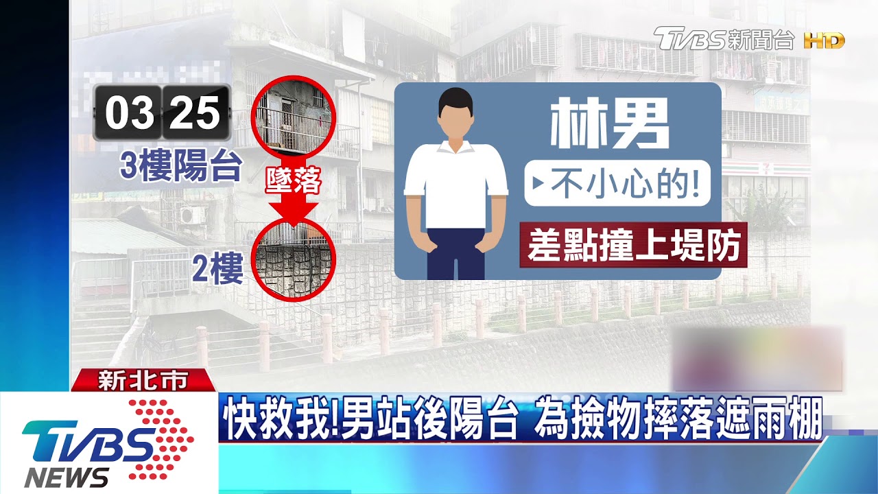 快救我!男站後陽台 為撿物摔落遮雨棚