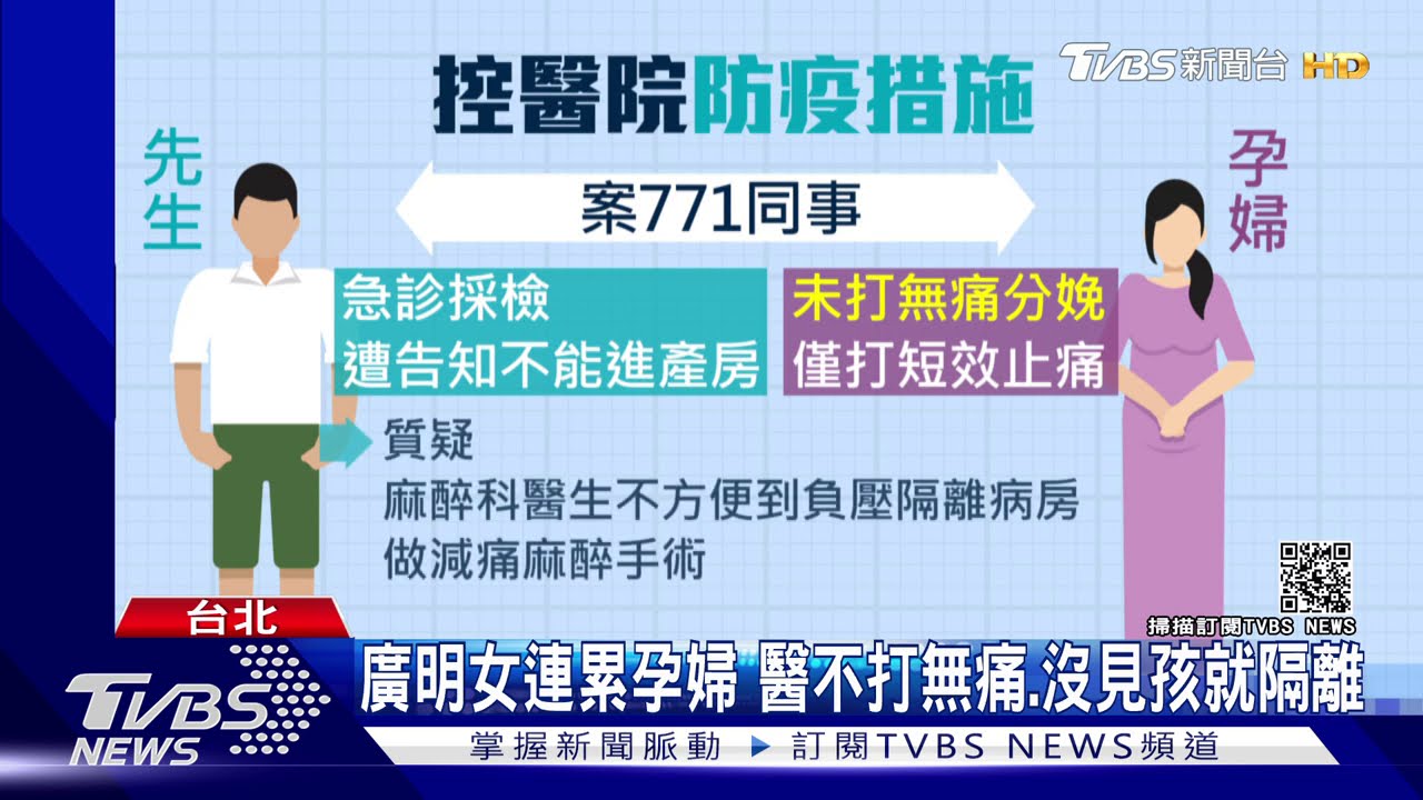 廣明女連累孕婦 醫不打無痛、沒見孩就隔離
