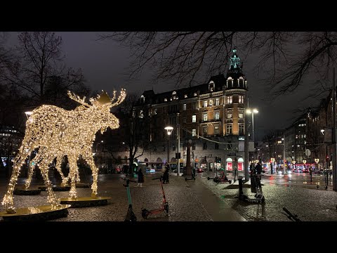 Stockholm Walks: Hamngatan to glowing moose. Virtual stroll in central Stockholm, December 2020