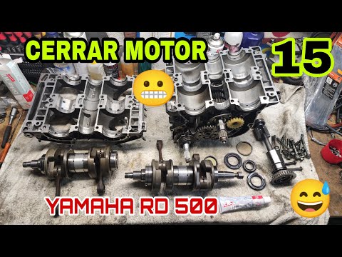 15 Montar cigüeñales, retenes, junta, cerrar cárteres 😅Cerrar motor Yamaha RD500🛠️ Empiezo a montar