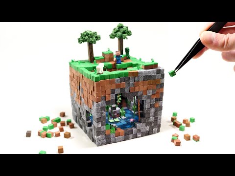 I made a tiny MINECRAFT WORLD out of CLAY / Lush Cave / DIY