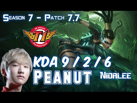 SKT T1 Peanut NIDALEE vs LEE SIN Jungle - Patch 7.7 KR Ranked