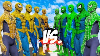 TEAM GREEN SPIDER-MAN VS TEAM YELLOW SPIDER-MAN - SPIDERMAN BATTLE - EPIC SUPERHEROES WAR