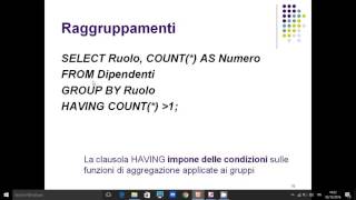 SQL Raggruppamenti - La clausola Having