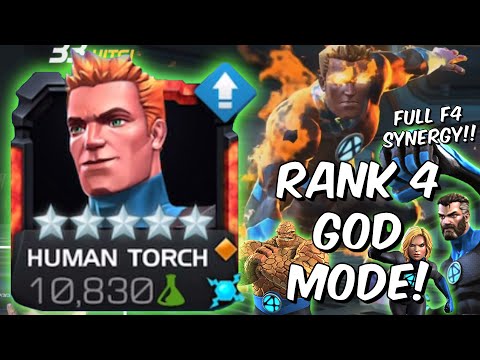5 Star Human Torch Rank 4 Rank Up & Gameplay - Fantastic Four Synergy! - Marvel Contest of Champions