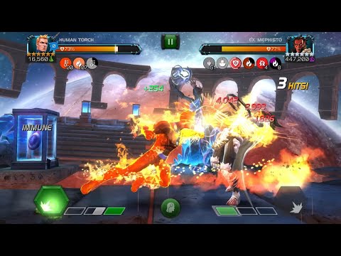 6* Rank 2 Human torch vs Abyss mephisto oneshot - marvel contest of champions