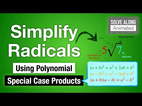Simplifying Radicals: Special Case Products | Radical Expressions | Animated Worksheet & Solutions