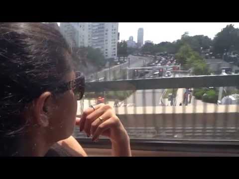 Subway train ride in Boston