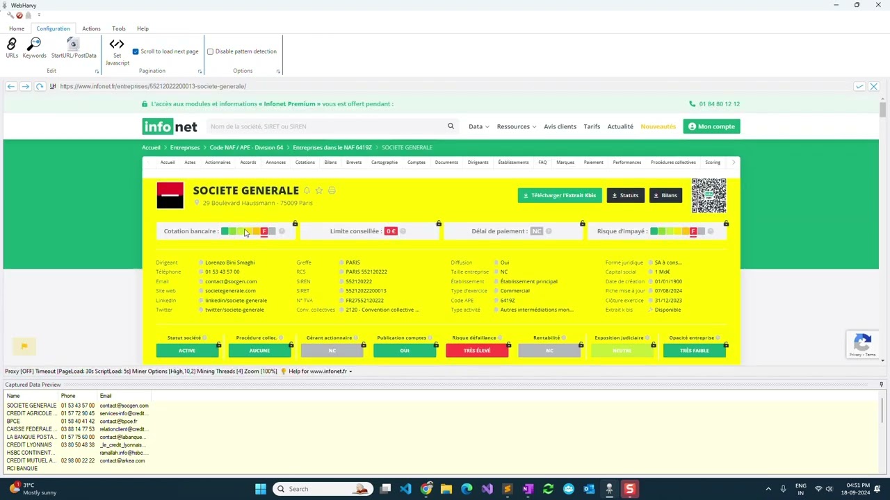 Web Scrape Company Data from www.infonet.fr