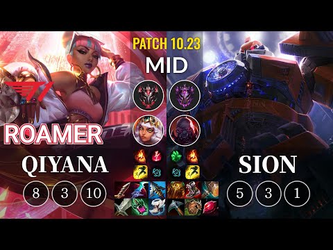 T1 Roamer Qiyana vs Sion Mid - KR Patch 10.23