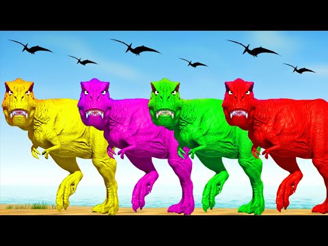 Tyrannosaurus Rex vs Spinosaurus vs Ultimasaurus vs Giganotosaurus and Other Dinosaurs Fighting