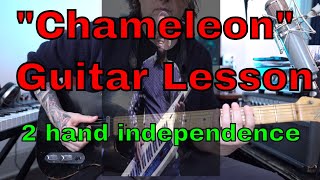 "Chameleon" Guitar Lesson (Herbie Hancock) 2 hand coordination - full keyboard part on guitar