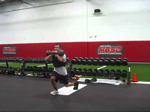 Double Kettlebell Slideboard Reverse Lunges