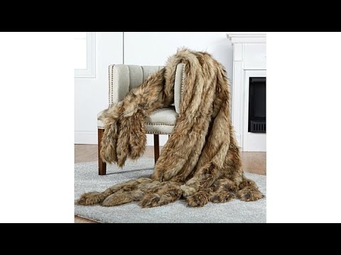 A by Adrienne Landau Coyote Faux Fur Throw with Tails