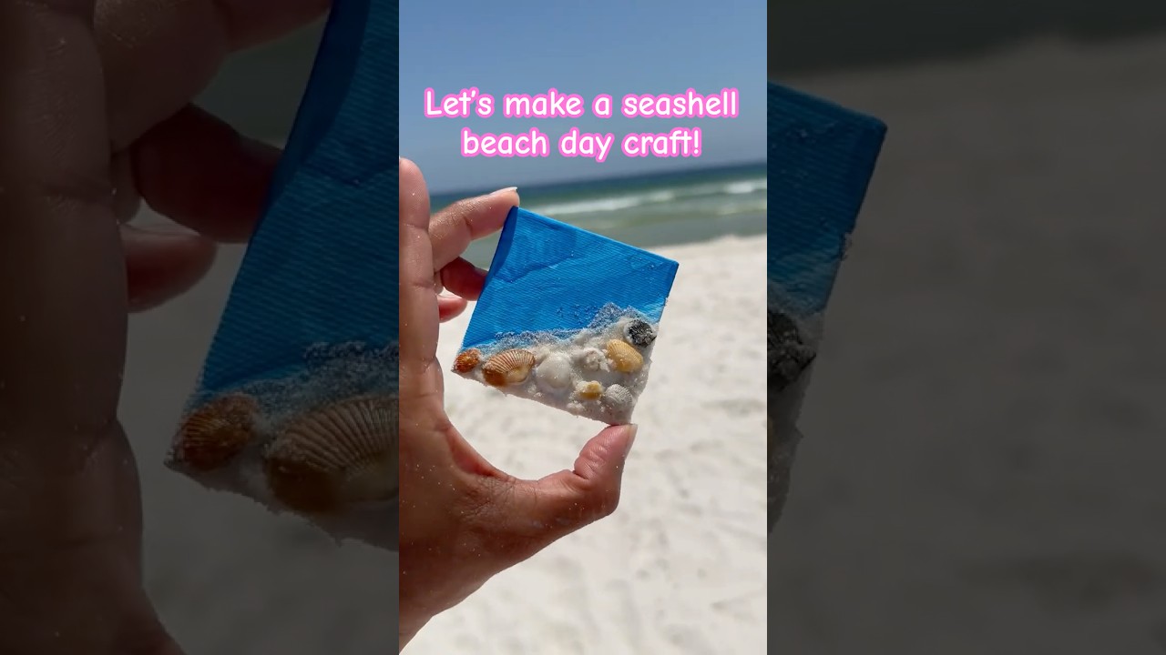 Seashell Canvas Beach Day Craft #beachday  #beachcrafts #kidscrafts #beach #crafts #creativeideas