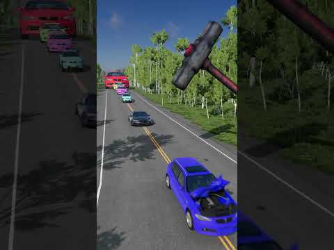Colorful Small to Giant Cars vs Hammer #75 #shorts #ytshorts #crash #cars #destroy #automobile #funk